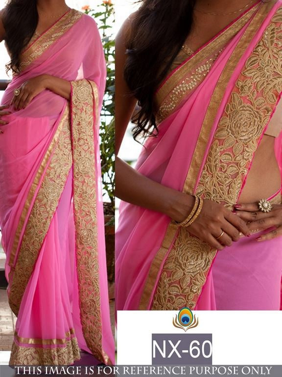 Beautiful pink embroidered saree