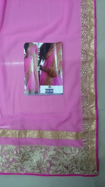 Beautiful pink embroidered saree