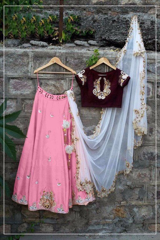 Beautiful Pink embroidered Wedding lehenga