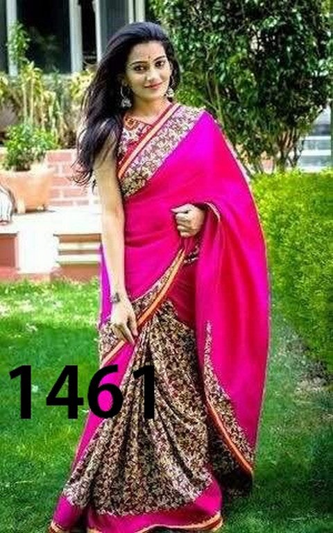 Beautiful Pink Printed Ceremonial Saree