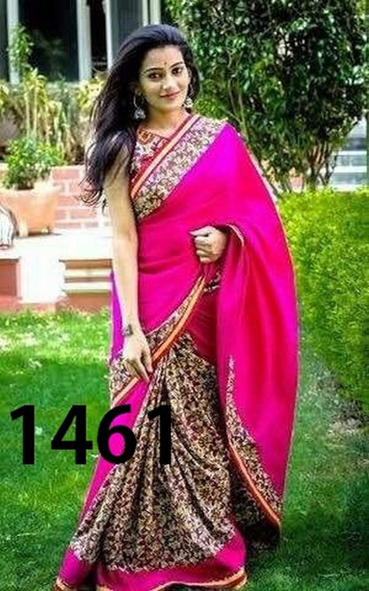 Beautiful Pink Printed Ceremonial Saree