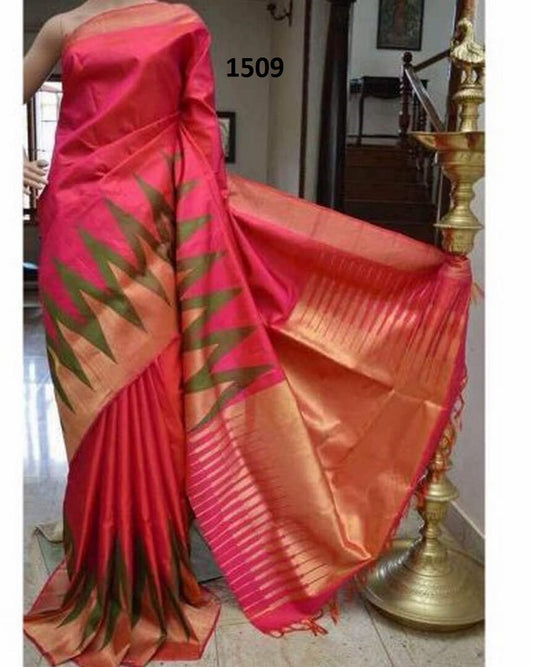 Beautiful Pink Printed Ceremonial Saree