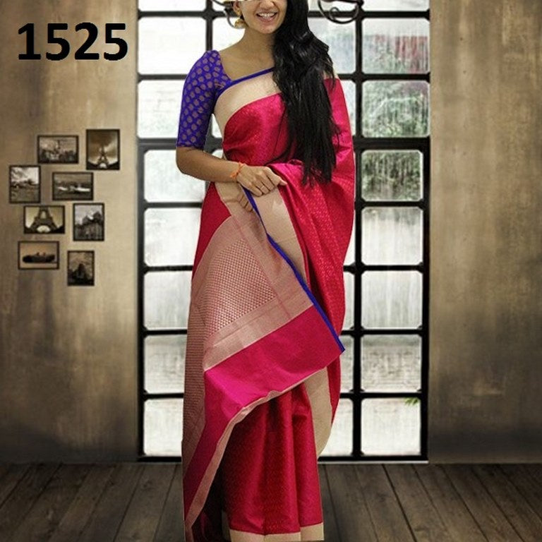 Beautiful Pink Printed Ceremonial Saree