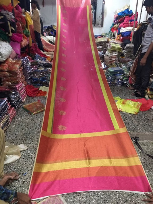 Beautiful Pink Printed Ceremonial Saree