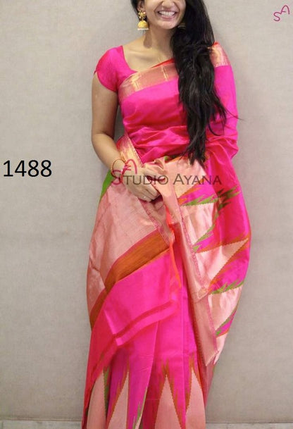 Beautiful Pink Printed Festival Saree