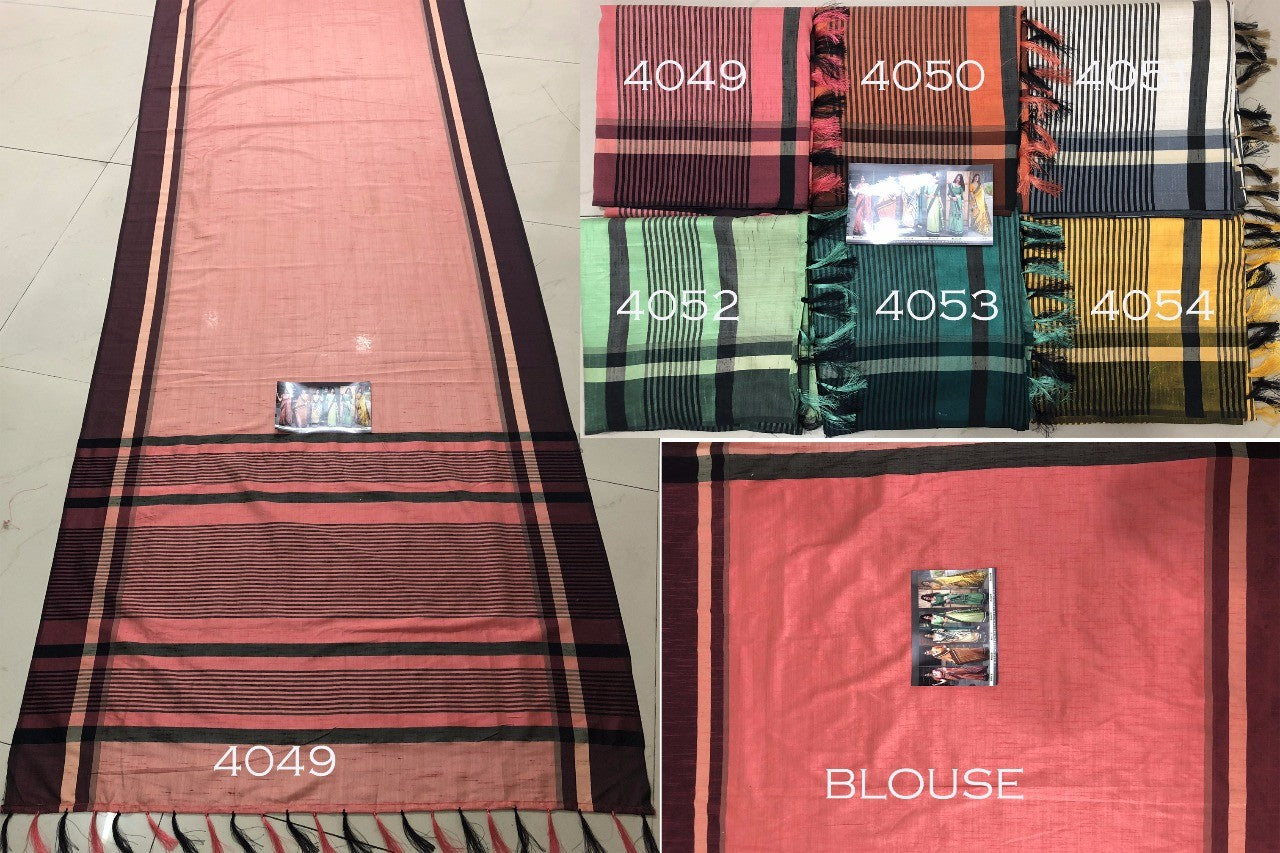 Beautiful Pink slub cotton silk casual saree