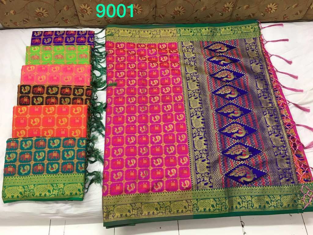 Beautiful polly cotton patola silk green saree