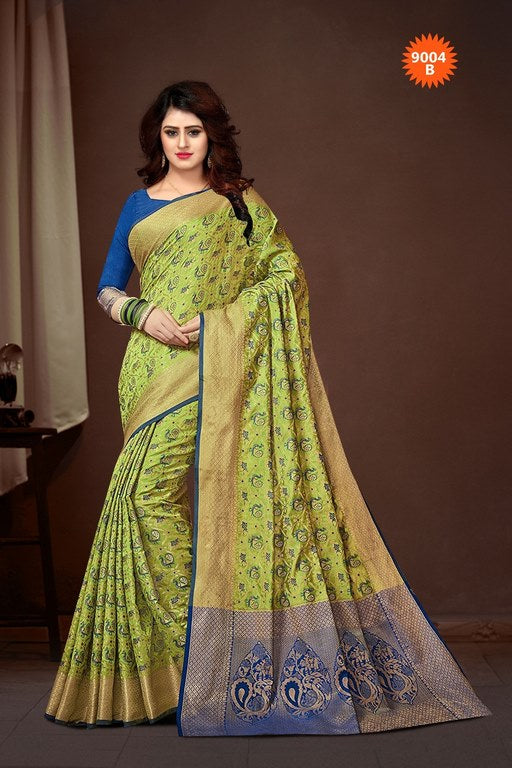 Beautiful polly cotton patola silk orange saree