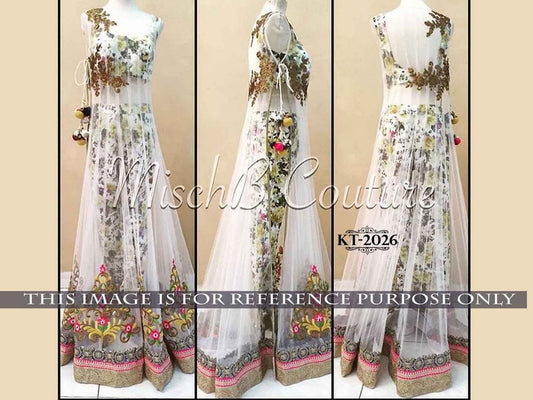 Beautiful printed and net indowestern lehenga