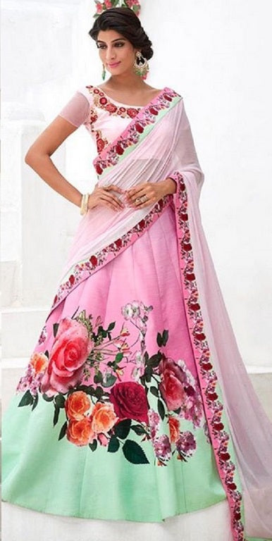 Beautiful printed pink ceremonial lehenga