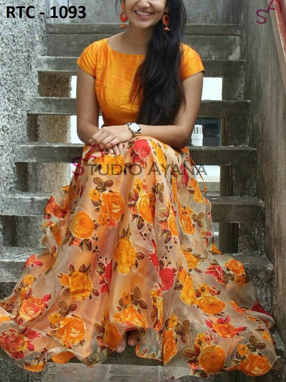 Beautiful Printed Yellow Ceremonial lehenga