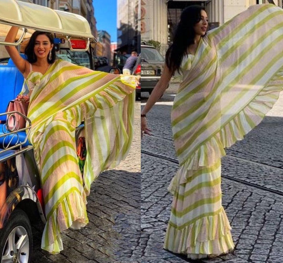 Beautiful pure georgette printed casual wear saree