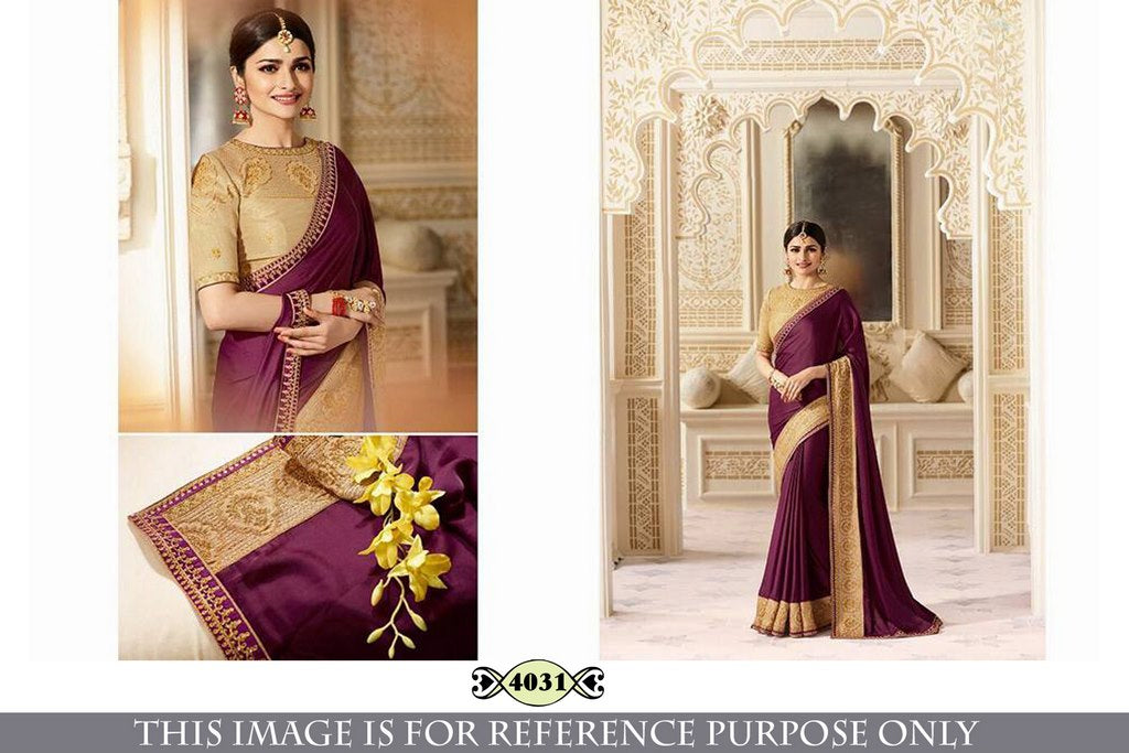 Beautiful purple embroidered wedding saree