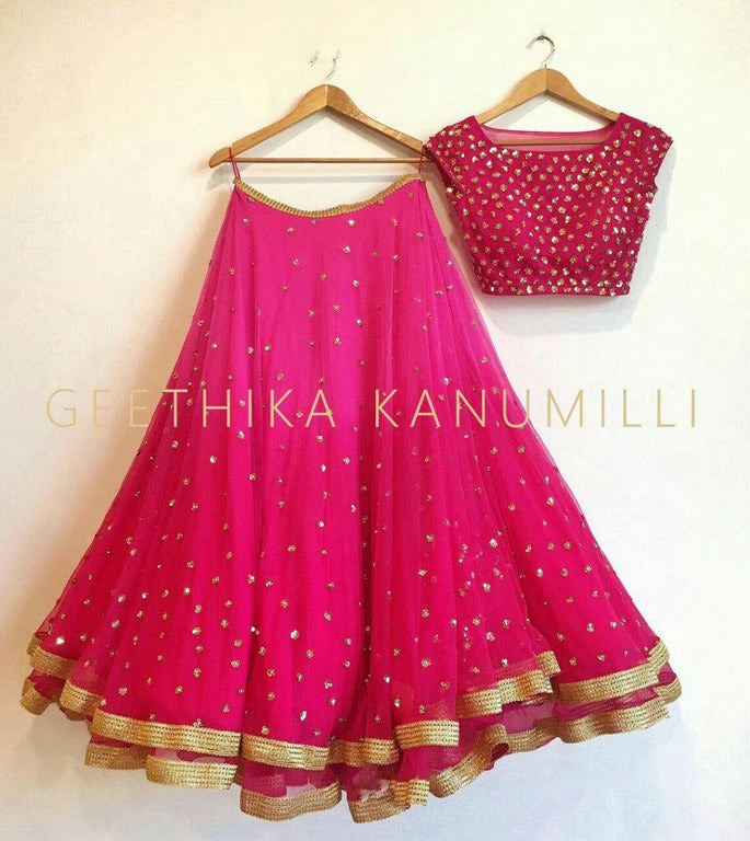 Beautiful Rani Pink embroidered Wedding lehenga choli