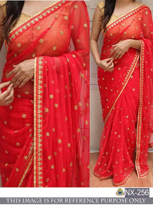 Beautiful Red embroidered Ceremonial Saree