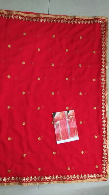 Beautiful Red embroidered Ceremonial Saree