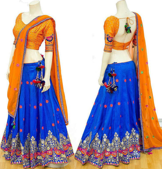 Beautiful Royal Blue embroidered Wedding lehenga