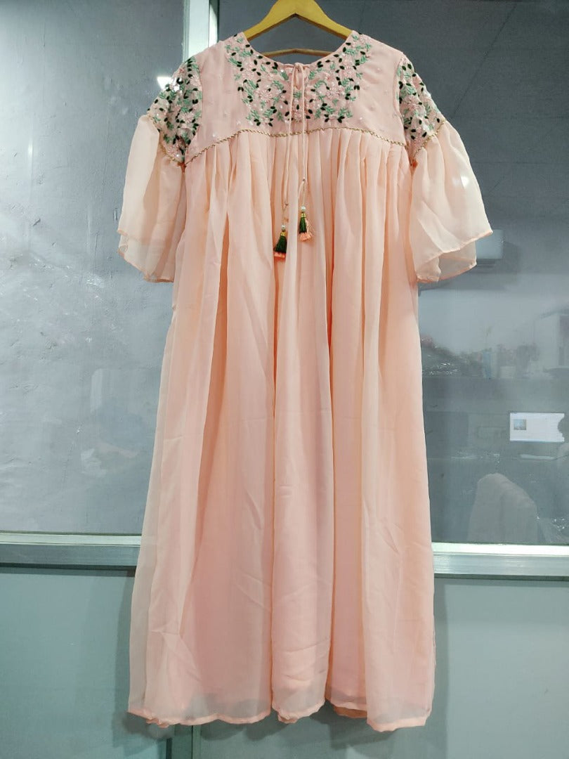 Beautiful sequence and thready work gown kurti