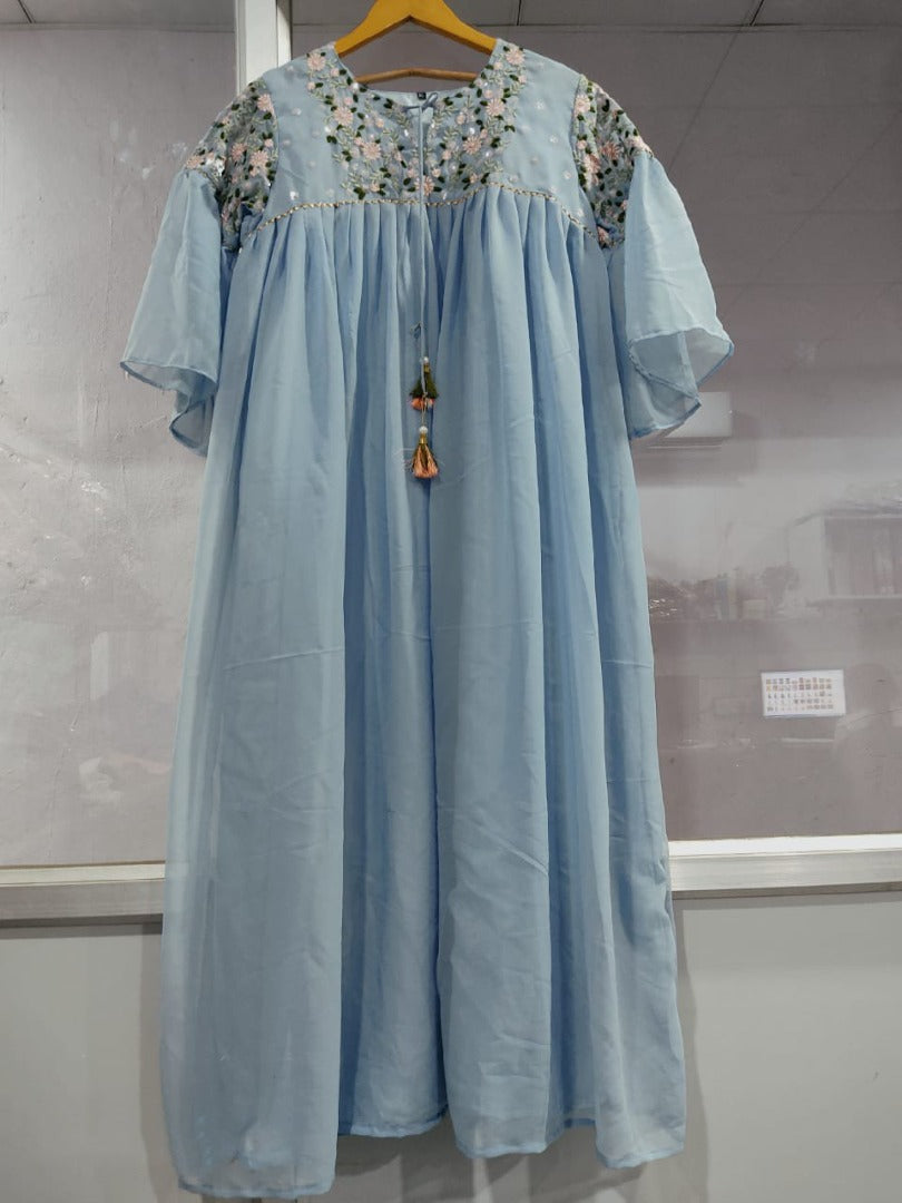 Beautiful sequence and thready work gown kurti