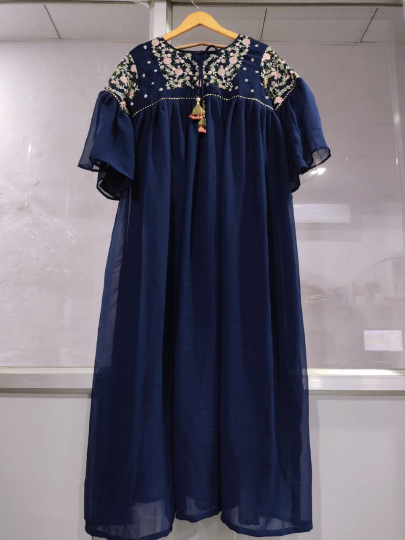 Beautiful sequence and thready work gown kurti