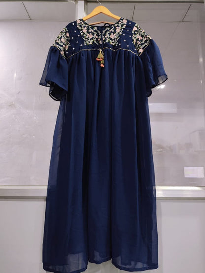 Beautiful sequence and thready work gown kurti