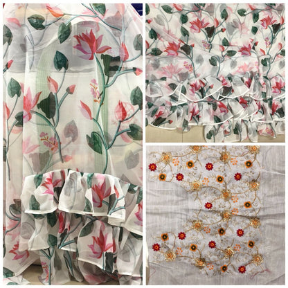 Beautiful shilpa shetty bollywood style printed georgette saree