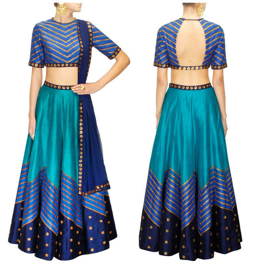 Beautiful Teal blue embroidered lehenga set