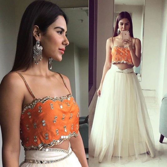 Beautiful white crop top lehenga