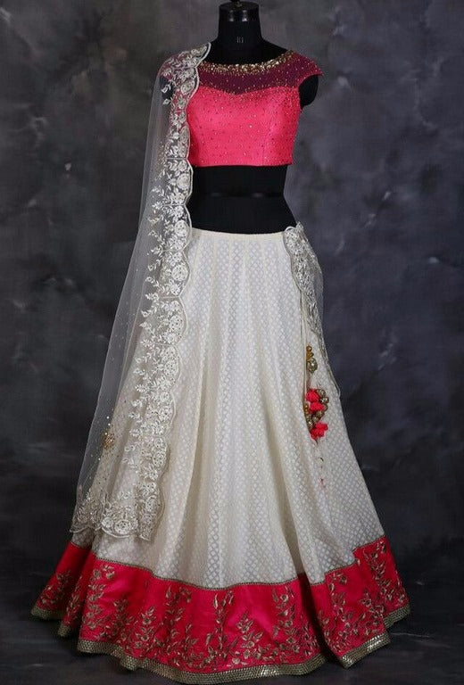 Beautiful White embroidered Wedding lehenga