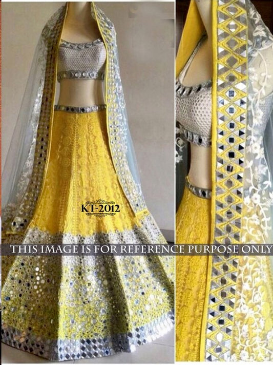 Beautiful yellow heavy embroiered wedding lehenga