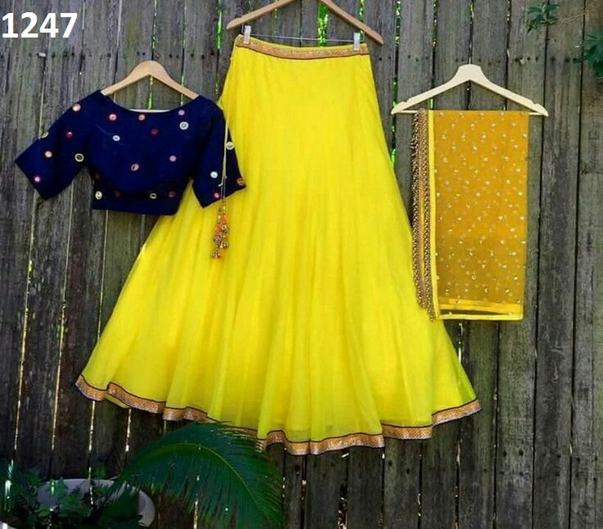Beautiful Yellow plain Wedding lehenga