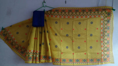 Beautiful Yellow Printed Ceremonial Saree