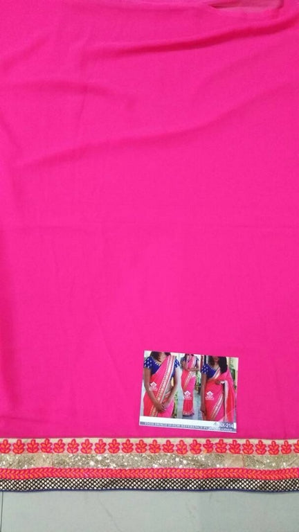 Beautiufl pink embroidered wedding saree