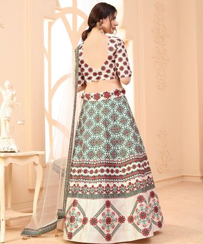 Beige art silk digital printed wedding and party wear lehenga choli