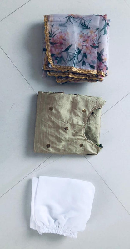 Beige grey bambu tapeta silk salwar suit