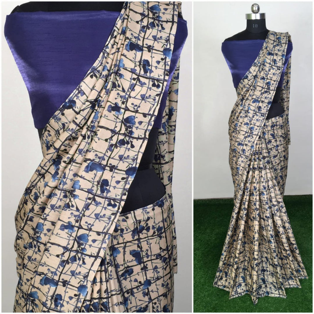 Beige printed saree