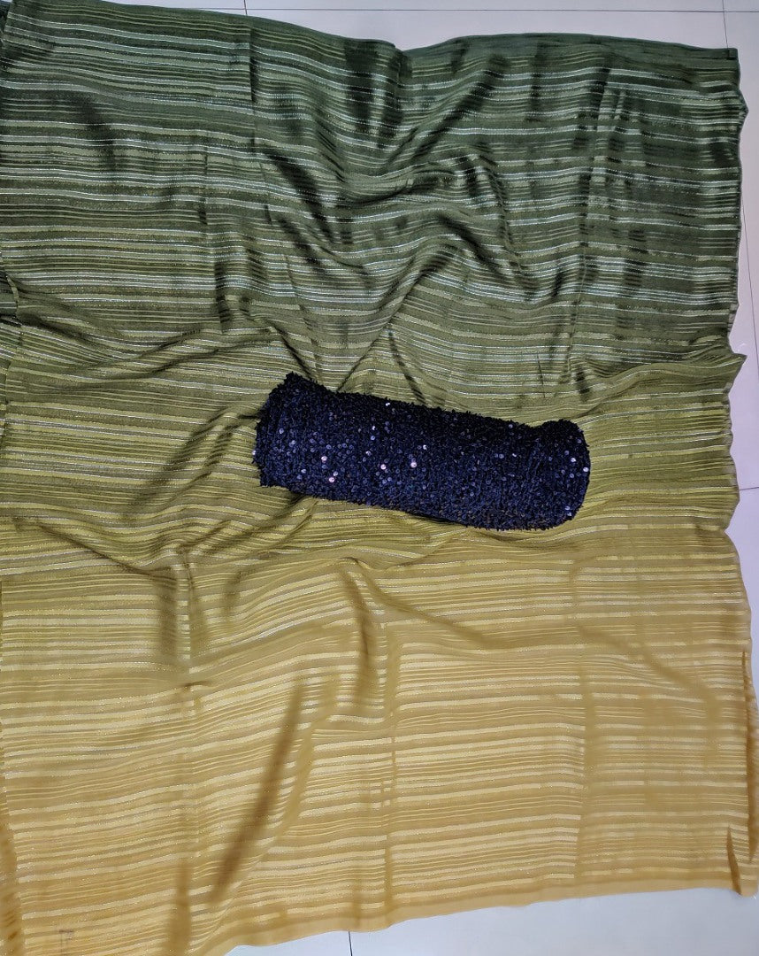 Beige vichitra silk weightless silver zari patta work saree