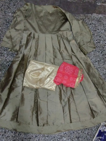 Beutiful Golden Plain Ceremonial Anarkali Suit