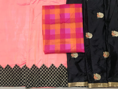 black and orange paper silk partywear saree