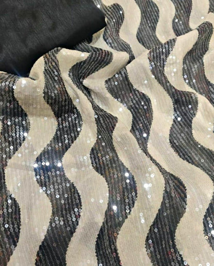 Black and White georgette fancy sequence saree