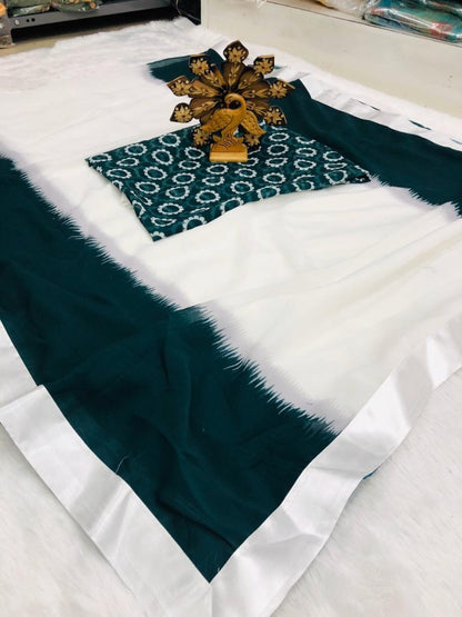 Black and white multi shaded georgette saree