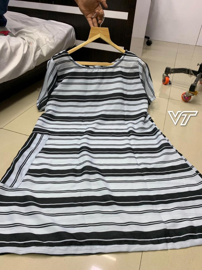 black and white strip bollywood printed kurti