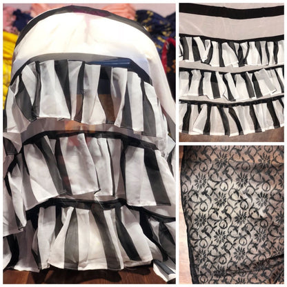black and white strip bollywood stylist ruffle saree