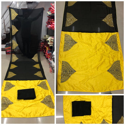 black and yellow georgette embroidered festival saree