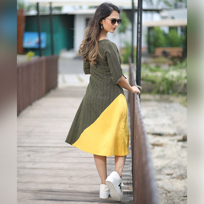 black and yellow khadi cotton casual kurti