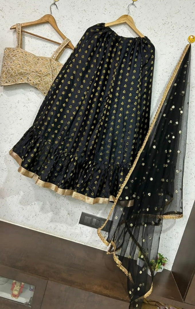 Black banarasi jacquard wedding lehenga choli