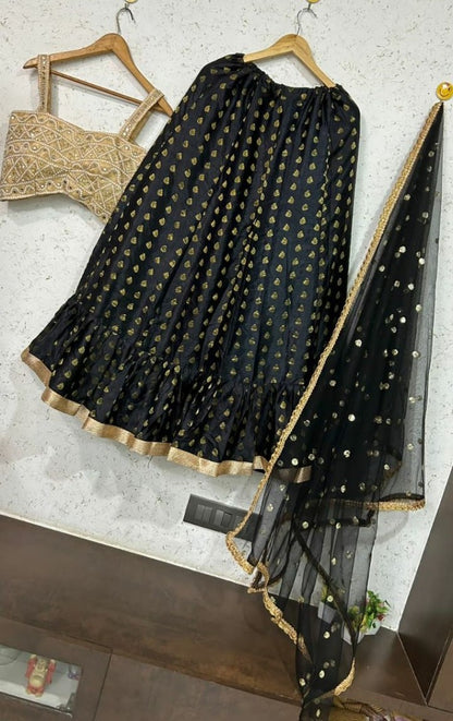Black banarasi jacquard wedding lehenga choli