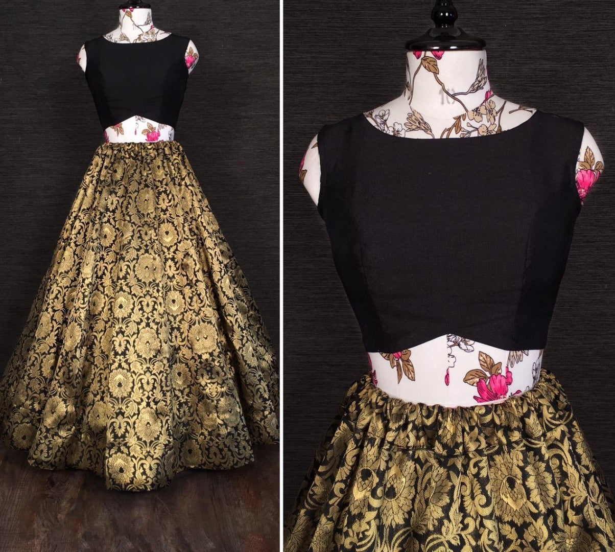 Black banarasi zari weaving work traditional lehenga choli
