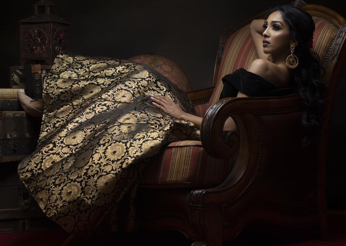 Black banarasi zari weaving work traditional lehenga choli