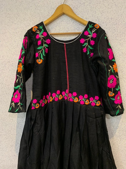 Black banglori multi color embroidered partywear gown